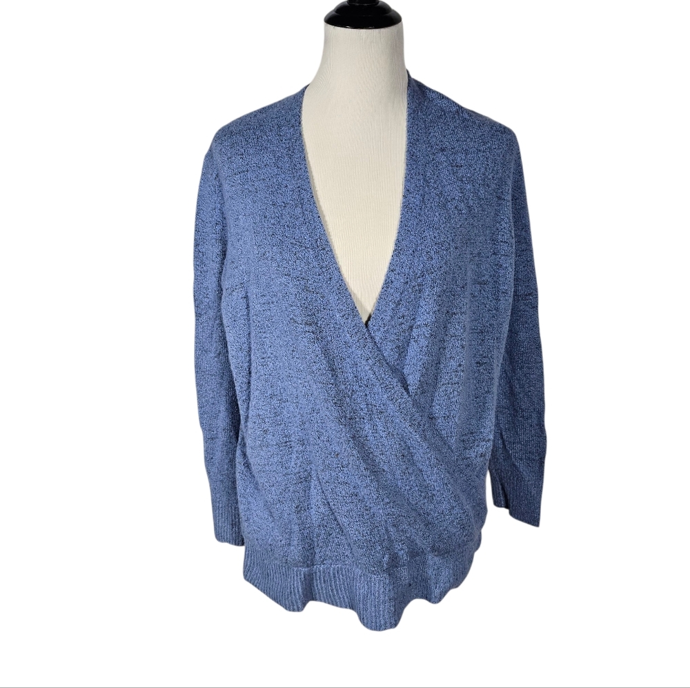 Time and Tru XL Blue V-Neck Wrap Style Knit Sweater